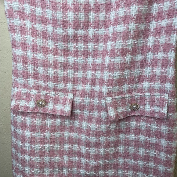 Bepop tweed pink and white stripe‎ dress short sleeve size S - Picture 3 of 8